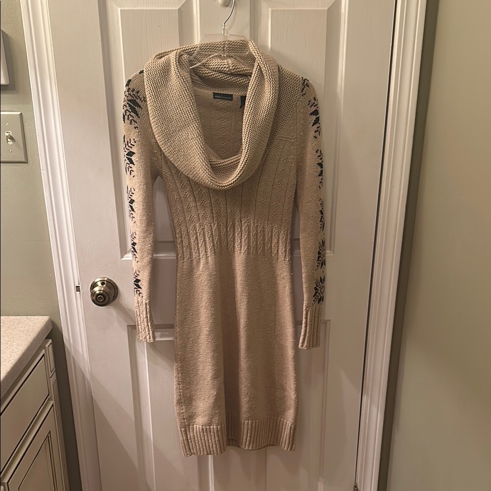 Tan Sweeter dress with turtle neck